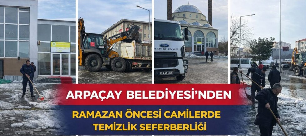 ARPAÇAY BELEDİYESİ’NDEN RAMAZAN ÖNCESİ CAMİLERDE TEMİZLİK SEFERBERLİĞİ