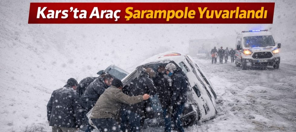 Kars’ta Araç Şarampole Yuvarlandı