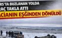 Kars’ta buzlanan yolda araç takla attı: Facianın eşiğinden dönüldü