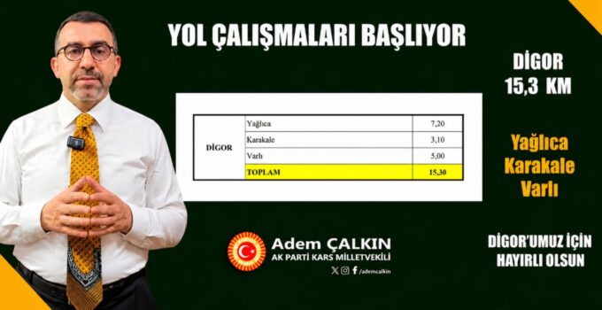 Digor’a 15,3 Kilometrelik Yol Müjdesi! Adem Çalkın’dan Önemli Yatırım