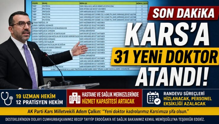 Kars’ın Sağlık Kadrosu Güçleniyor: 31 Yeni Doktor Göreve Geliyor