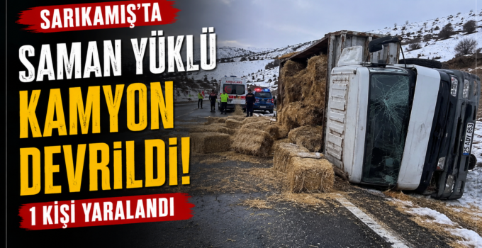 Sarıkamış’ta Saman Yüklü Kamyon Devrildi: 1 Kişi Yaralandı