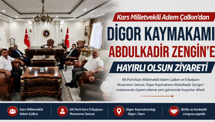 Kars Milletvekili Adem Çalkın’dan Digor Kaymakamı Abdulkadir Zengin’e Hayırlı Olsun Ziyareti
